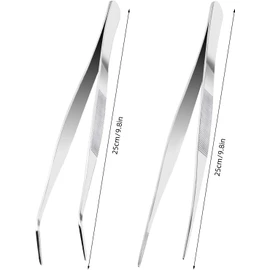 2Pcs Straight and Curved Tip Tweezers Anti-Static Tweezers Sewing Machine Tweezers, Eyelash Extension Tweezers Precision Tweezers, Curved Serrated Tip Multipurpose Tweezers