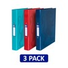 Oxford A4 Ring Binder, Assorted Colours, Pack of 3, Navy/Red/Aqua
