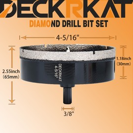 4-5/16 inch Diamond Hole-Saw Bits with Pilot Drill Bit -4-5/16" Diamond Tipped Tile Hole Saws with Guiding Bit Accurate Drilling for Porcelain Tile Ceramic Pottery Granite Stone Glass Bottles 110mm.