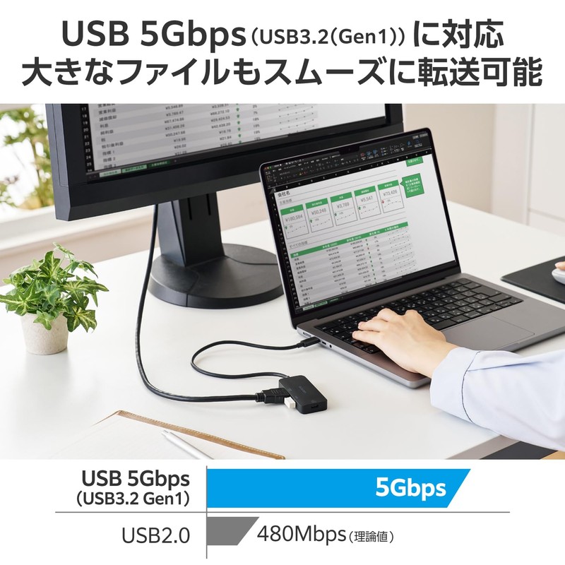 Elecom DST-C31BK USB-C Hub Docking Station 3 in 1 PD