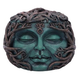 Nemesis Now Tree Spirit Treasure Box 10.5cm, Resin, Green, Vined Tree Face Box, Spiritual Nature Gift, Removable Lid, Cast in the Finest Resin, Expertly Hand-Painted