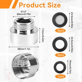 ARTGUTS Reduction 3/4 to 1/2, Reducer Extension with Rubber Seal, Reducer G1/2 Inch Outer (Diameter 20 mm) x G3/4 Inch Inner (Diameter 25 mm), for Conversion of Pipe Connections