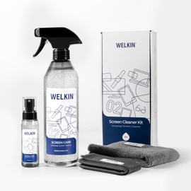 WELKIN Screen Cleaner Spray Kit (250ml + 60ml) - Cleaning Gel for TV, Laptop, Computer, Phone Touchscreen -2 Sprayers，1 Microfiber Cloth & 1 Glass Wipe