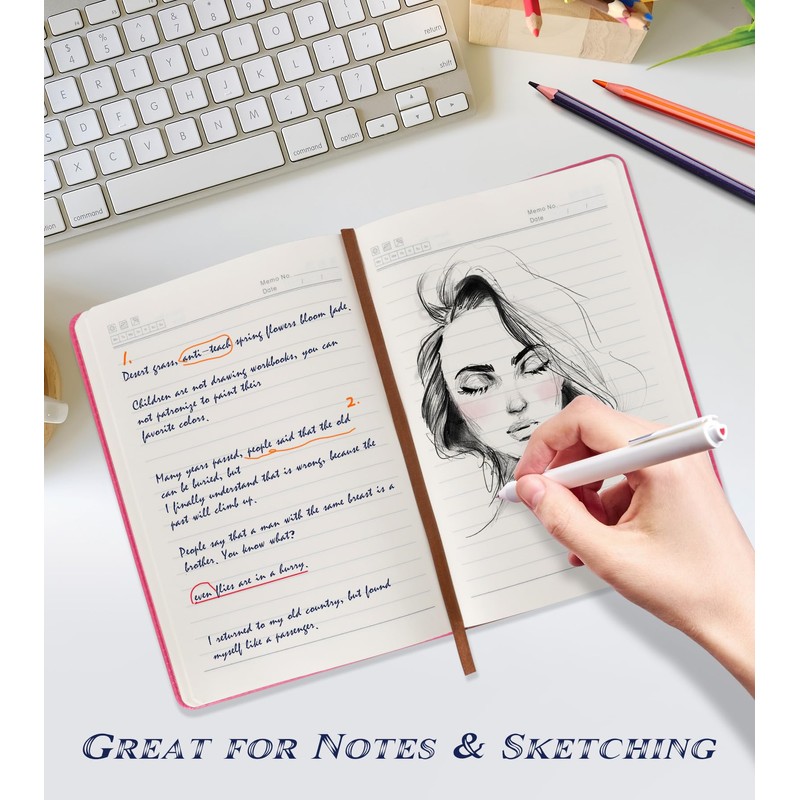 Biuwory Lined Journal Notebook for Women Men,256 Pages A5 Hardcover
