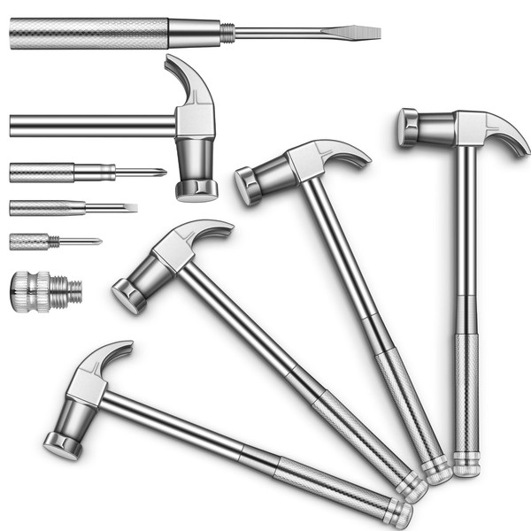 Hicarer 4 Pcs 6 in 1 Hammer Screwdriver Set with