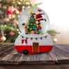 Santa Decorating Tree Snow Globe on Camper by The San