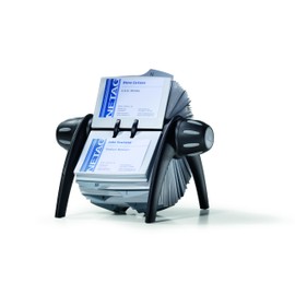 Durable Visifix Flip Rotary Business Card Holder - Includes 200 Pockets for Holding 400 Cards - Includes A-Z Index - Made from Plastic