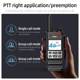 KSUN ZL35 4G Network Radio WiFi Walkie Talkie Long Range with Hotspot Bluetooth-Compatible Handheld LTE/PoC Two Way Radio for Android 8.1 Push-to-Talk Intercom Radio