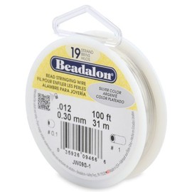 Beadalon 19-Strand Bead Stringing Wire, 0.012-Inch, Silver Color, 100-Feet