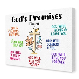 Bible Verse Wall Art for Kids,God's Promises Psalms Religious Scripture Canvas Wall Art,Inspirational Christian Wall Decor for Kids Room Nursery Sunday School