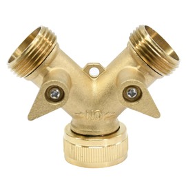 Dapetz ® 3/4" Solid Brass Double Tap Adaptor Brass 2 Way Double Outside Tap Adaptor Garden Irrigation Hose Connectors-Two Way Brass Tap Manifold Y Style Garden Hose