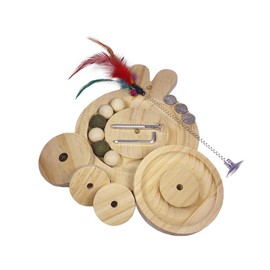 Cat Track Toy, Two-Tiered Ball Tower with Removable Balls, A Bell Feather, Interactive Cat Toy, Easy to Install DIY Toy, Suitable for Kitten Exercise, Medium Size,（Fish）