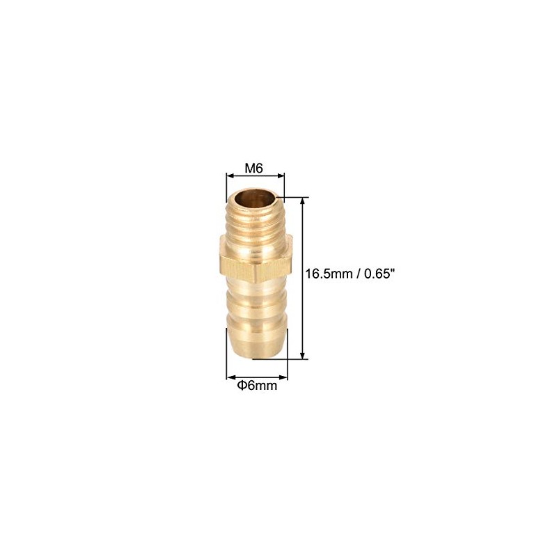 sourcing map Brass Metric Barb Connector Hose Nozzle 6mm x