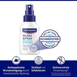 Hansaplast Wundspray (50 ml), zur antiseptischen Wundreinigung durch mechanische Sp√ºlung, Spray sch√ºtzt vor Wundinfektionen, farblos und besonders hautfreundlich (Packung mit 2)