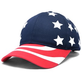 DALIX Gorra de béisbol de Estados Unidos a presión con bandera de Estados Unidos para el Día de la Independencia Memorial Veterano Ejército Militar Rojo Blanco, Rojo/Blanco/Azul, Talla única