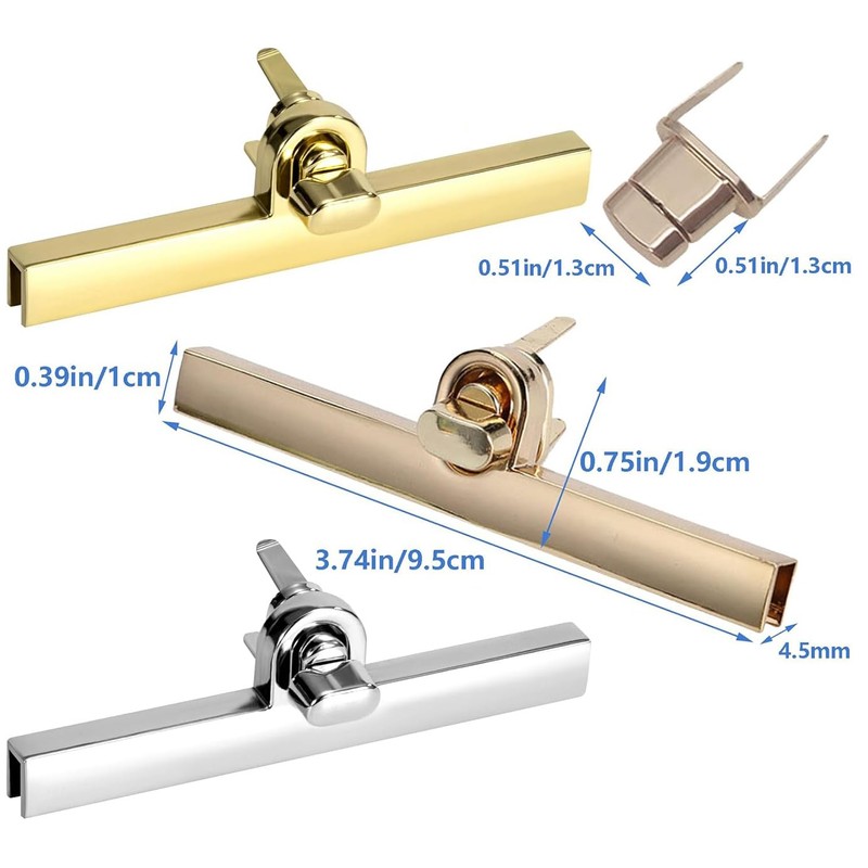 Bessy shop Purse Twist Lock Fasteners,2 Pcs Turn Lock Clasp