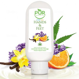 PUR ORGANICS Hands & Feet Cream Certified Organic Cold pressed Hempseed oil, Lavender Vanilla & Orange Vegan & Natural moisturizing infusion for dry skin 177ml