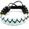 ElisaJewelryArt - Natural Black Onyx And Aquamarine Beaded Bracelet Genuine