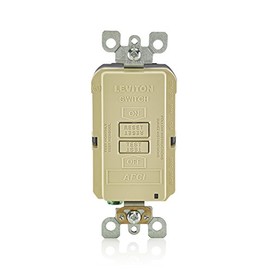 Leviton AFRBF-I 20-Amp 120-Volt SmartlockPro Outlet Branch Circuit Arc Fault Circuit Interrupter Blank Face Receptacle, Ivory