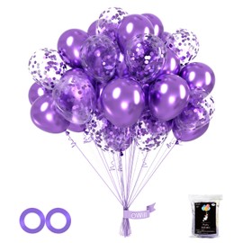 OWill 100pcs Purple Balloons 12 Inch Metallic Confetti Latex Balloons Deep Purple Party Balloons for Birthday Baby Shower Wedding Party Supplies Arch Garland Decoration