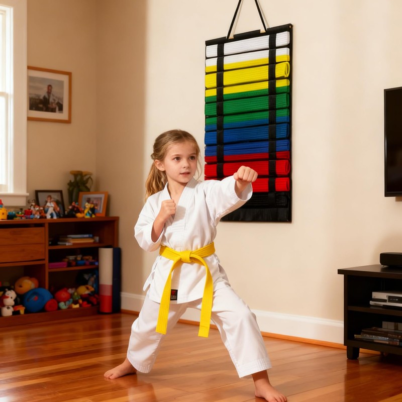 INTOMYTH Karate Belt Display Rack - Holds 12 Belts, High-Density