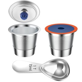 Stainless Steel Reusable K Cups for Keuring 2.0& 1.0, Reusable Coffee Pods for Keuring Coffee Maker,2 Pack K Cups with 1 Pack Scoop, Permanent Filters （2Pack)