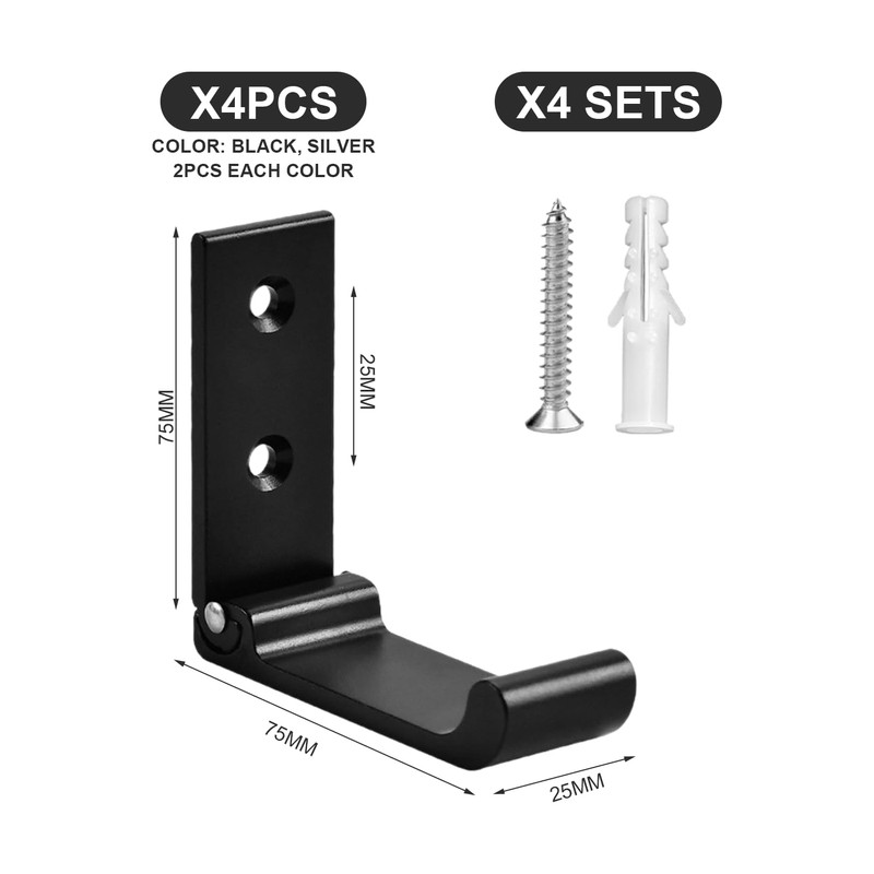 ZBHDEYG Pack of 4 Folding Coat Hooks, Wall Mount, Foldable