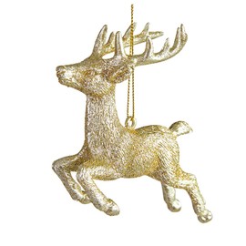 Hansmeier® Deer Christmas Decoration, Pendant for Christmas, Set of 3, Gold, 13 x 10 x 5 cm, Tree Decoration, Christmas Decoration