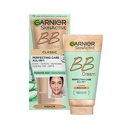 Garnier SkinActive Classic Perfecting All-in-1 BB Cream, Shade Classic Medium, Tinted Moisturiser SPF 15, Brightens and Evens Skin, With Hyaluronic Ac