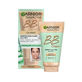 Garnier SkinActive Classic Perfecting All-in-1 BB Cream, Shade Classic Medium, Tinted Moisturiser SPF 15, Brightens and Evens Skin, With Hyaluronic Ac