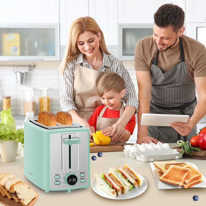 SEEDEEM Toaster 2 Slice, Bread Toaster with LCD Display, 7