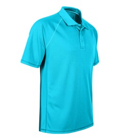 Corna Men's Golf Polo Shirts Short Sleeve Quick Dry Fit Moisture Wicking Running Athletic Big & Tall Workout Tennis Tee(Sky Blue,L)