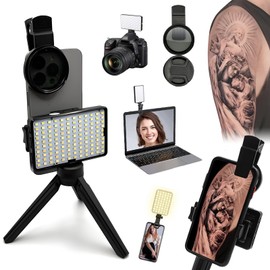 120 LED Tattoo Light Kit with CPL Filter & Dual Clamps - Anti-Glare Continuous Lighting for Tattoo Photography, Body Art & Detail Photo/Video (Includes Stand)