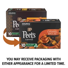 Peet’s Coffee, Caramel Brulee - Flavored Coffee, 10 K-Cup Pods for Keurig Brewers (1 box of 10 pods), Light Roast