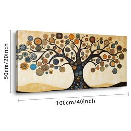 TEKMENT Tan Abstract Tree of Life Wall Art for Bedroom Canvas Painting Prints Pretty Blooming Floral Flower Nature Bloom Modern Artwork Office Family Decor