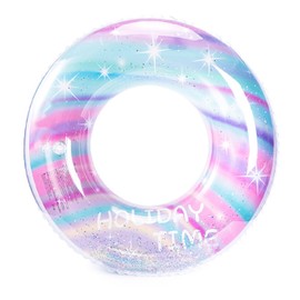 Floating Ring for Adults and Children, Rainbow Type, O Shape, Starry Sky Pattern, Glitter, Swimming, Summer Vacation, Leak-proof, Stability (60#)