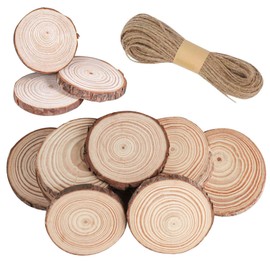 Pack of 12 Wooden Discs Round Natural Wood Tree Discs 7-8 cm Diameter, Decorative Wooden Discs Decoration, Wooden Coasters, Wooden Plate, Round for DIY Crafts, Wedding, Christmas Centrepieces
