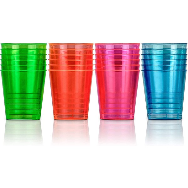 DecorRack 2 Oz Neon Shot Glasses, Plastic Shot Cup, Disposable Jello Shots Party Cups, Mini Cups Shot Glasses (24 Pack)