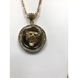 Hip Hop MENS NEW HIP HOP GOLD Tiger PENDANT Gold Plated 24" CHAIN NECKLACE