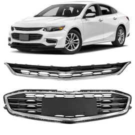 DIBON AUTO Upper Lower Grille Compatible For Chevy Malibu Front Bumper Honeycomb Mesh Grille 2016 2017 2018