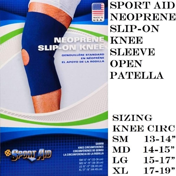 Sportaid, Knee Sleeve, Open Patella, Blue Neoprene, Large of size: 15 - 17 inches - 1 ea
