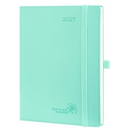 POPRUN 2025 Planner 6.5'' x 8.5'' - 2025 Weekly Calendar with Hourly Time Slots, Weekly/Monthly Appointment Book for Time Management - Leather Soft Cover - Green