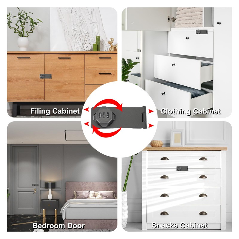 sourcing map Password Rotary Hasp Locks, Mechanical Cabinet Combination Latch