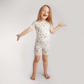 KicKee Short Sleeve Pajama Set with Shorts, Ultra Soft and Snug Fitting PJs, Matching Top and Bottom Sleepwear Set, Newborn to Baby to Kid Pajamas (Fresh Air Beach Day - 8 Years)