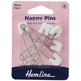 Hemline Hangsell Safety Pins Nappy Safety Pins, White