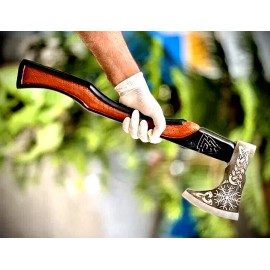 DAMASCUS CUSTOM HAND MADE VIKING AXE HATCHET INTEGRAL TOMAHAWK HIGH CARBON STEEL 2623