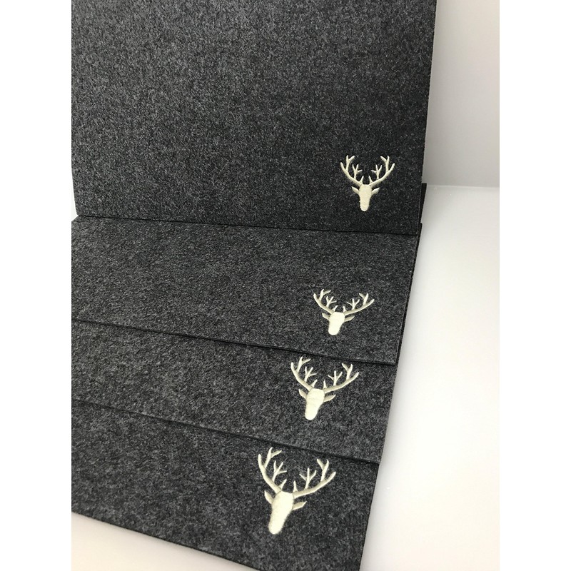 CH Trading Felt Deer Rectangular Placemats in Dark Grey with