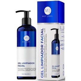 MIST JEWEL Gel limpiador facial hidratante con Ácido hialurónico + Vitamina C + Aloe vera + Ácido cítrico | Jabón dermolimpiador para la cara uso de dia y noche, piel mixta, seca y grasa 250ml