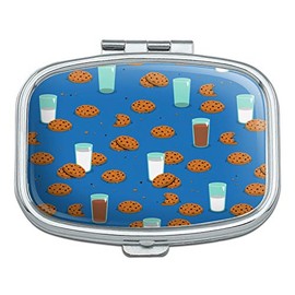 Chocolate Chip Cookies and Milk Pattern Rectangle Pill Case Trinket Gift Box