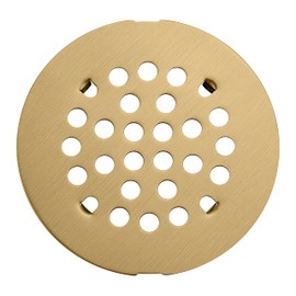 rrajj 4-1/4 (4.25) Inch(108mm) Round Snap-in Shower Floor Drain Cover Replacement Cover (Brushed Gold)